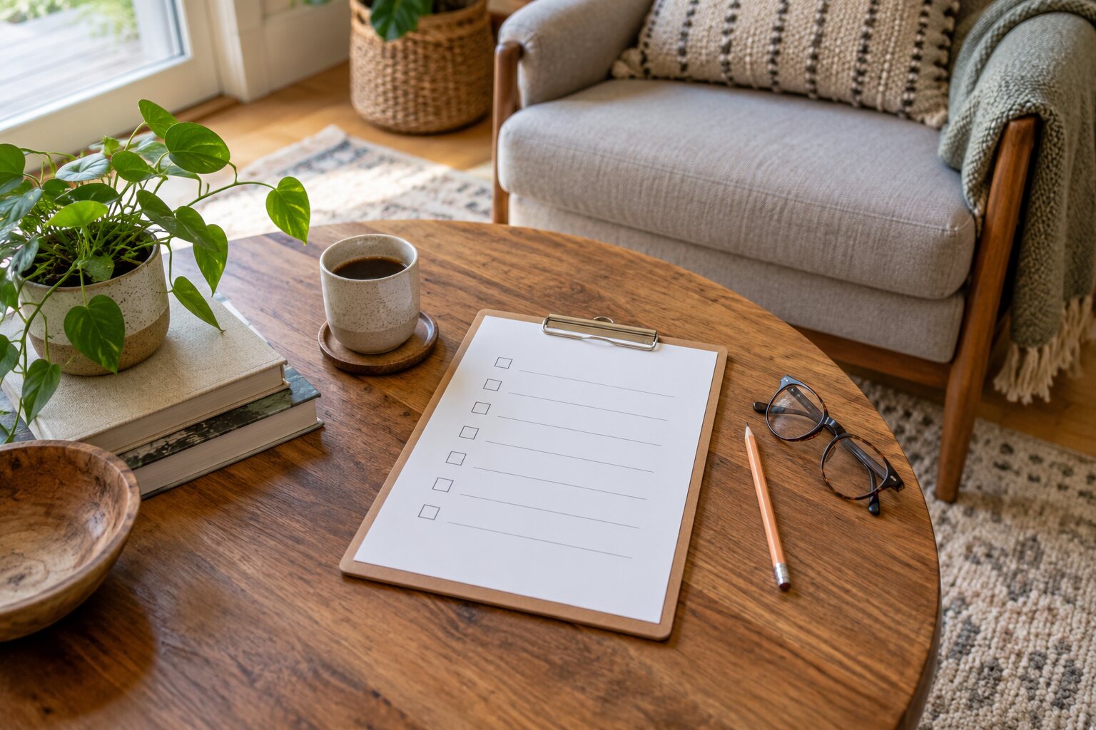 Planning materials including blank planning checklist.
